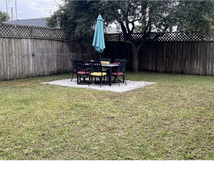 Fenced backyard